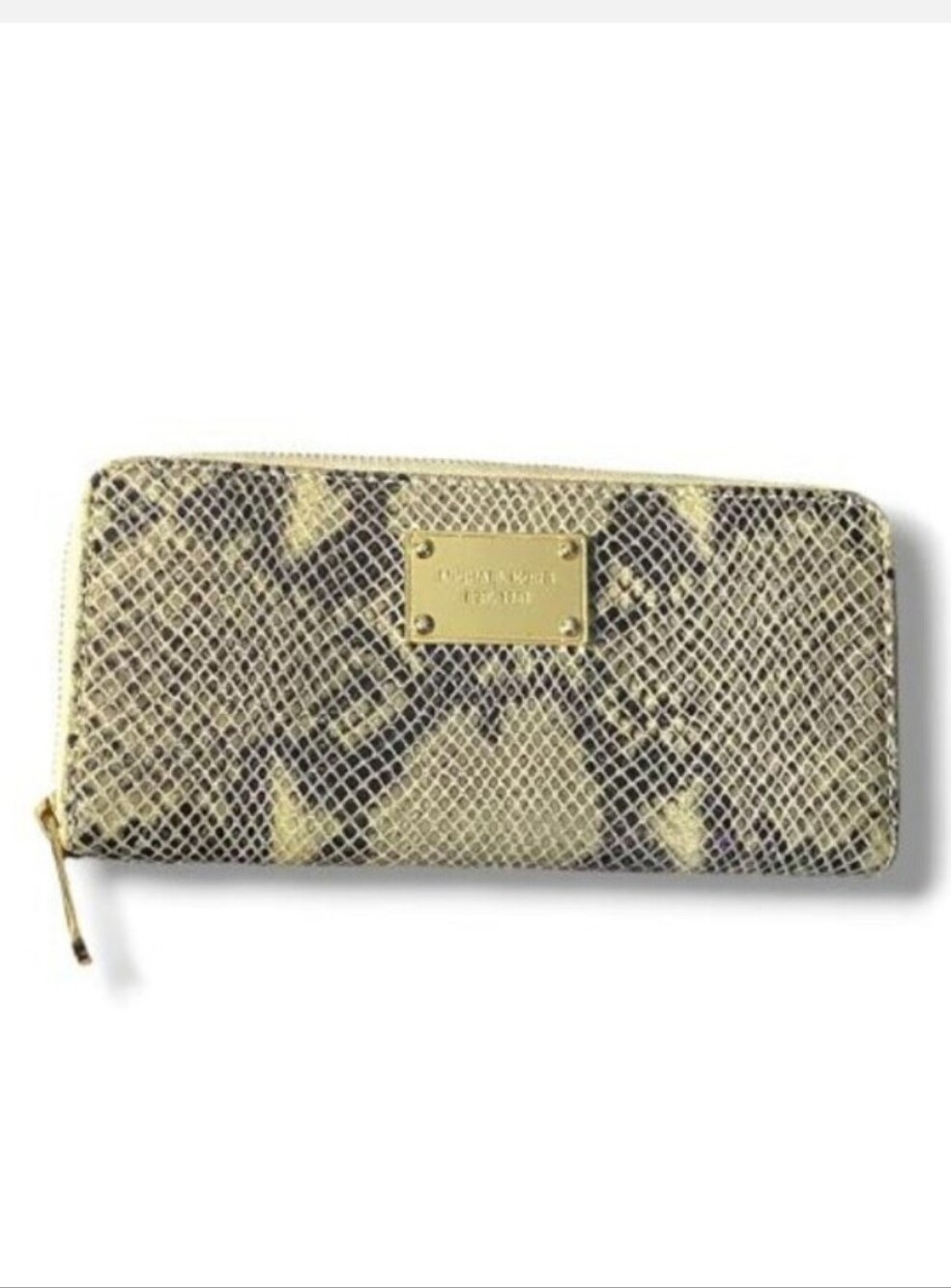 Michael Kors-Leather Snakeskin Embossed Zip Around Wallet🖤🐍